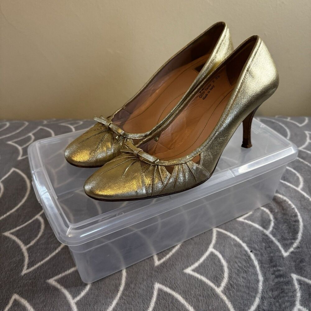Coach Women's Gold Slip-On Heels Sz 9
